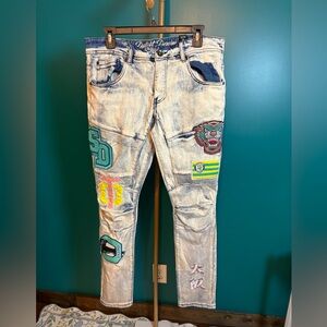 Light Wash Patchwork Men’s Jeans